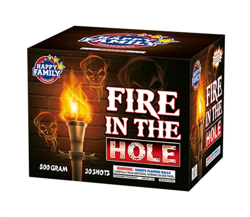 HAPPY FAMILY FIREWORKS 500GRAM HF3662 FIRE IN THE HOLE 30 shots CAKE FIREWORKS