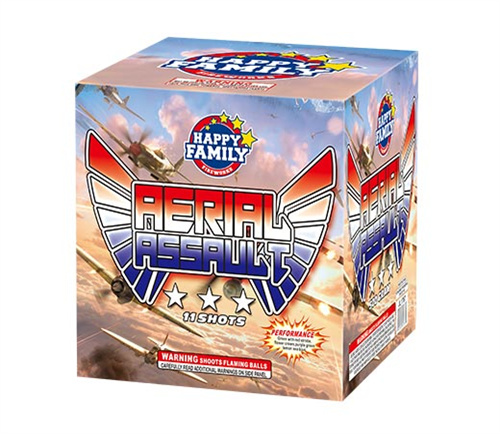 HAPPY FAMILY FIREWORKS 500GRAM JL1767 AERIAL ASSAULT 11 shots CAKE FIREWORKS