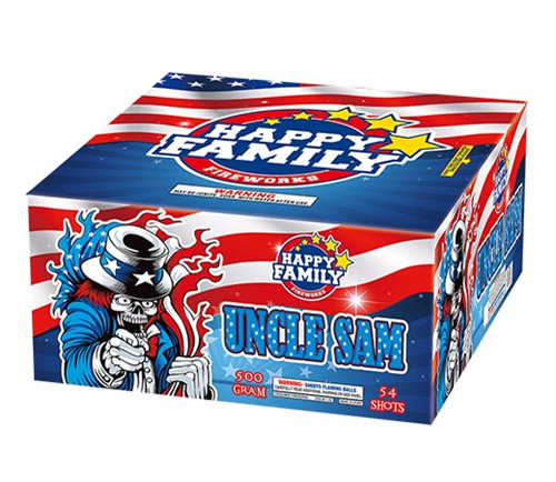 HAPPY FAMILY FIREWORKS 500GRAM JL2047 UNCLE SAM 54 shots CAKE FIREWORKS