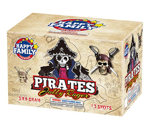 HAPPY FAMILY FIREWORKS 500GRAM JL2051 PIRATES SOLLY ROGER 13 shots CAKE FIREWORKS