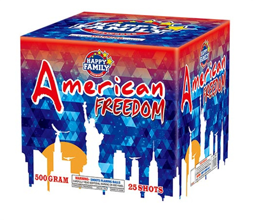 HAPPY FAMILY FIREWORKS 500GRAM CAKE JL2140 AMERICAN FREEDOM 25 shots cakes fireworks