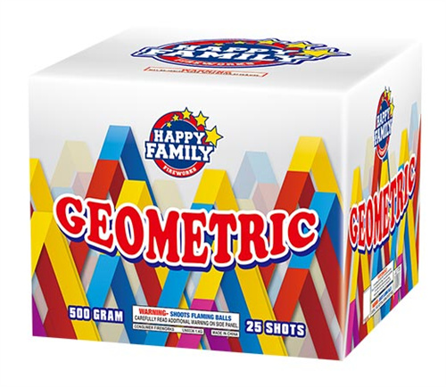 HAPPY FAMILY FIREWORKS 500GRAM JL1728 GEOMETRIC 25 shots CAKE FIREWORKS