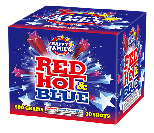 HAPPY FAMILY FIREWORKS 500GRAM JL21139 RED HOT & BLUE 30 shots CAKE FIREWORKS