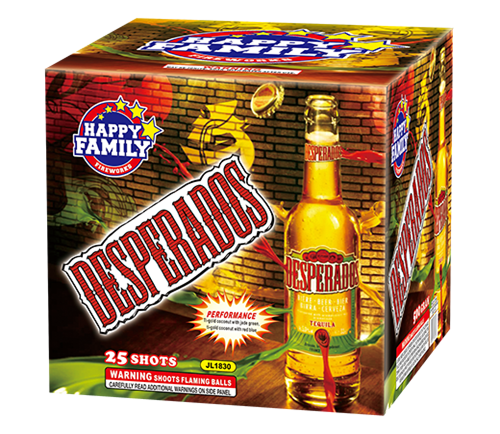 HAPPY FAMILY FIREWORKS 500GRAM JL1830 DESPERADOS 25 shots CAKE FIREWORKS