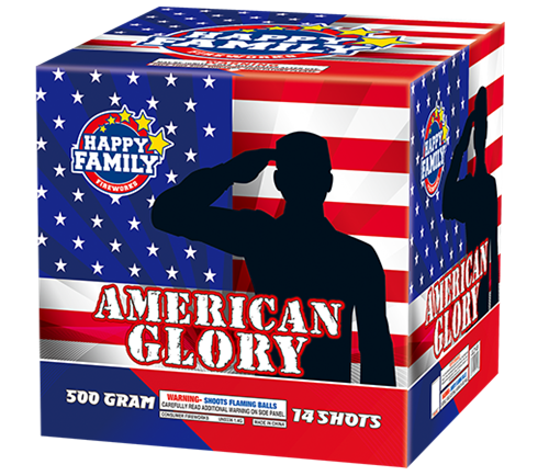 HAPPY FAMILY FIREWORKS 500GRAM JL2149 AMERICAN GLORY 14 Schuss KUCHEN FEUERWERK