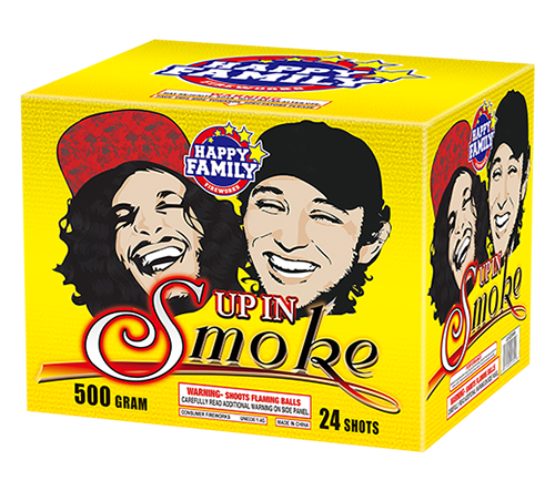 HAPPY FAMILY FIREWORKS 500GRAM JL522009 UP IN SMOKE 24 shots CAKE FIREWORKS