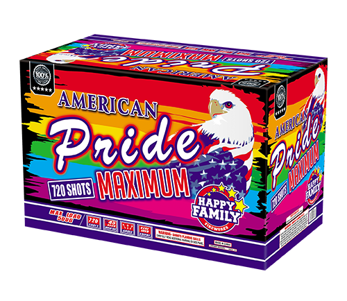 HAPPY FAMILY FIREWORKS ROMAN CANDLE JL522045 AMERICAN PRIDE MAXIMUM 720 shots CANDLE FIREWORKS