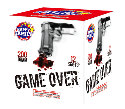 HAPPY FAMILY FIREWORKS 200GRAM JL222014 GAME OVER 12 shots CAKE FIREWORKS