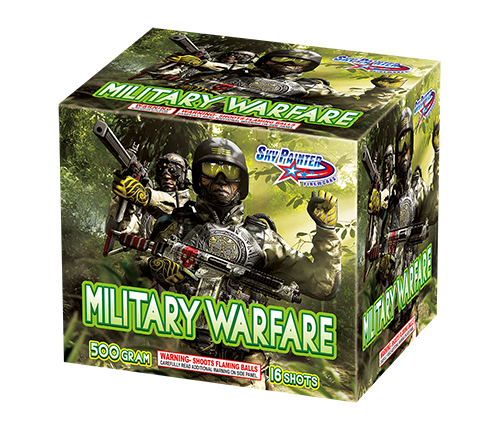 SKY PAINTER FIREWORKS 500GRAM CAKE SP52211 MILITARY WARFARE 16 shots CAKE FIREWORKS