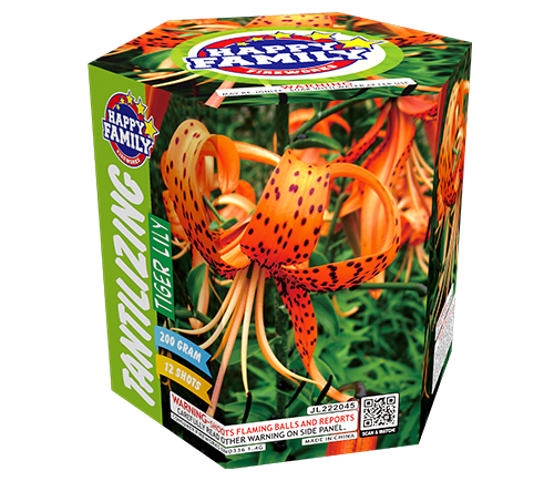 HAPPY FAMILY FIREWORKS 200GRAM JL222045 TANTILIZING TIGER LILY 12 shots CAKE FIREWORKS