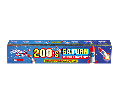 SKY PAINTER FIREWORKS K1130C200X 200'S SATURN MISSILE BATTERY 200 shots MISSILE FIREWORKS